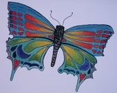 Butterfly Notecard Bright, Colorful  Groovy Love  - single