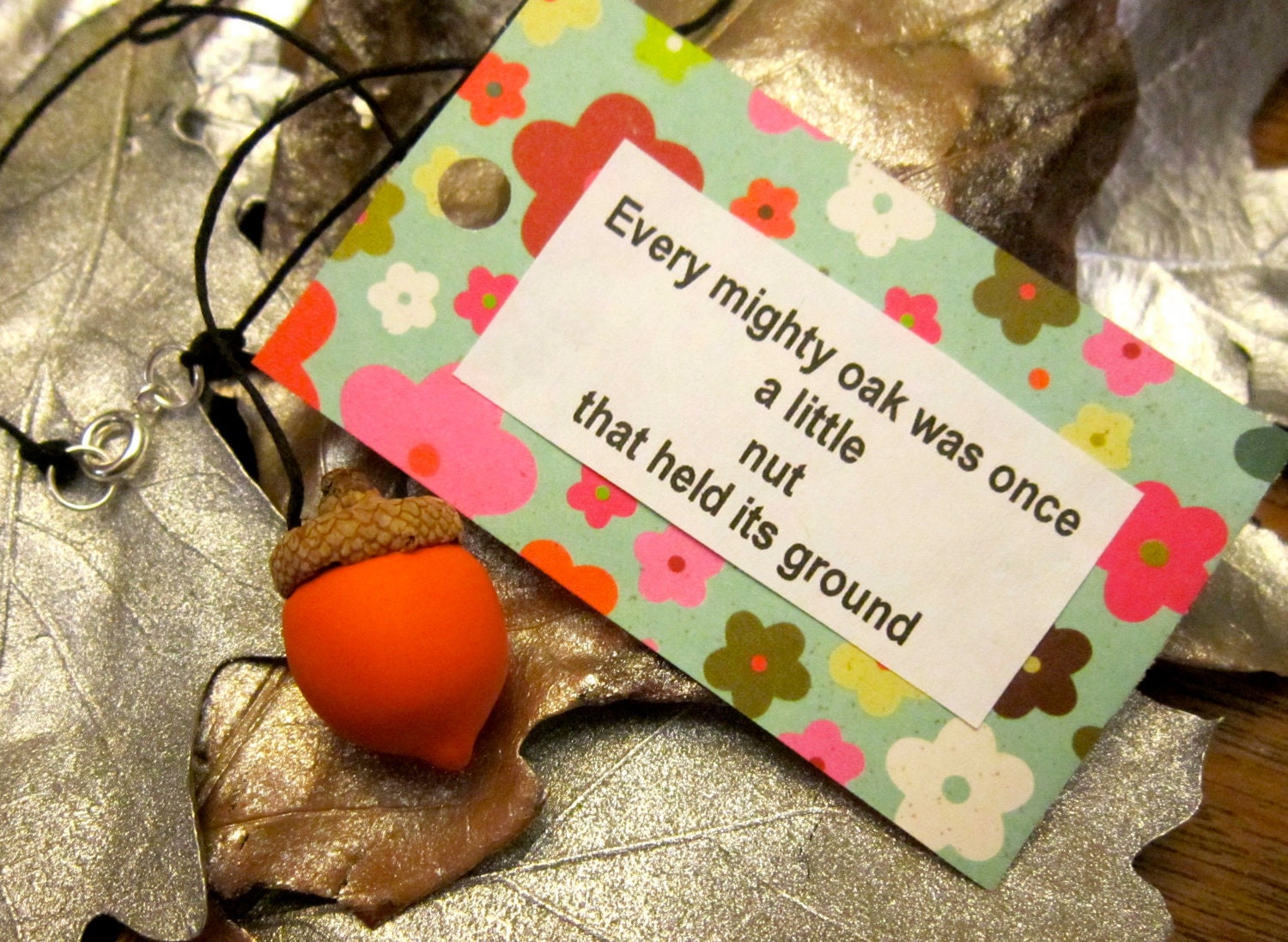 Acorn Necklace in orange  BOGO - buy one GIVE one