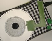 Retro Blue Houndstooth Record Player Vinyl Clutch Bag