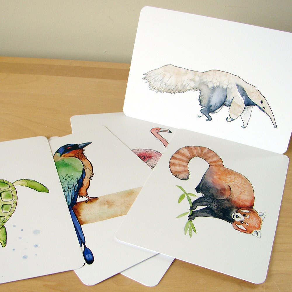 Postcard pack - Animals - Watercolor paintings