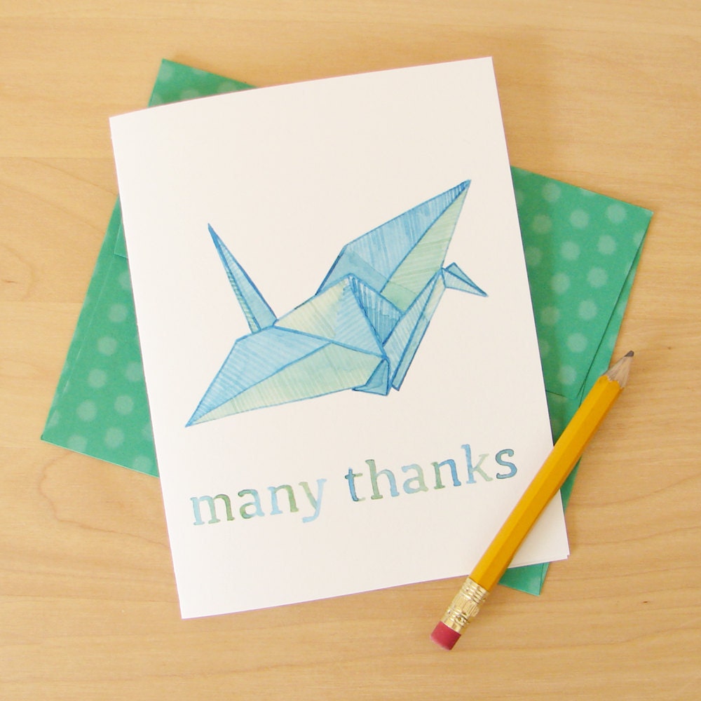 Origami Paper Crane Thank You card