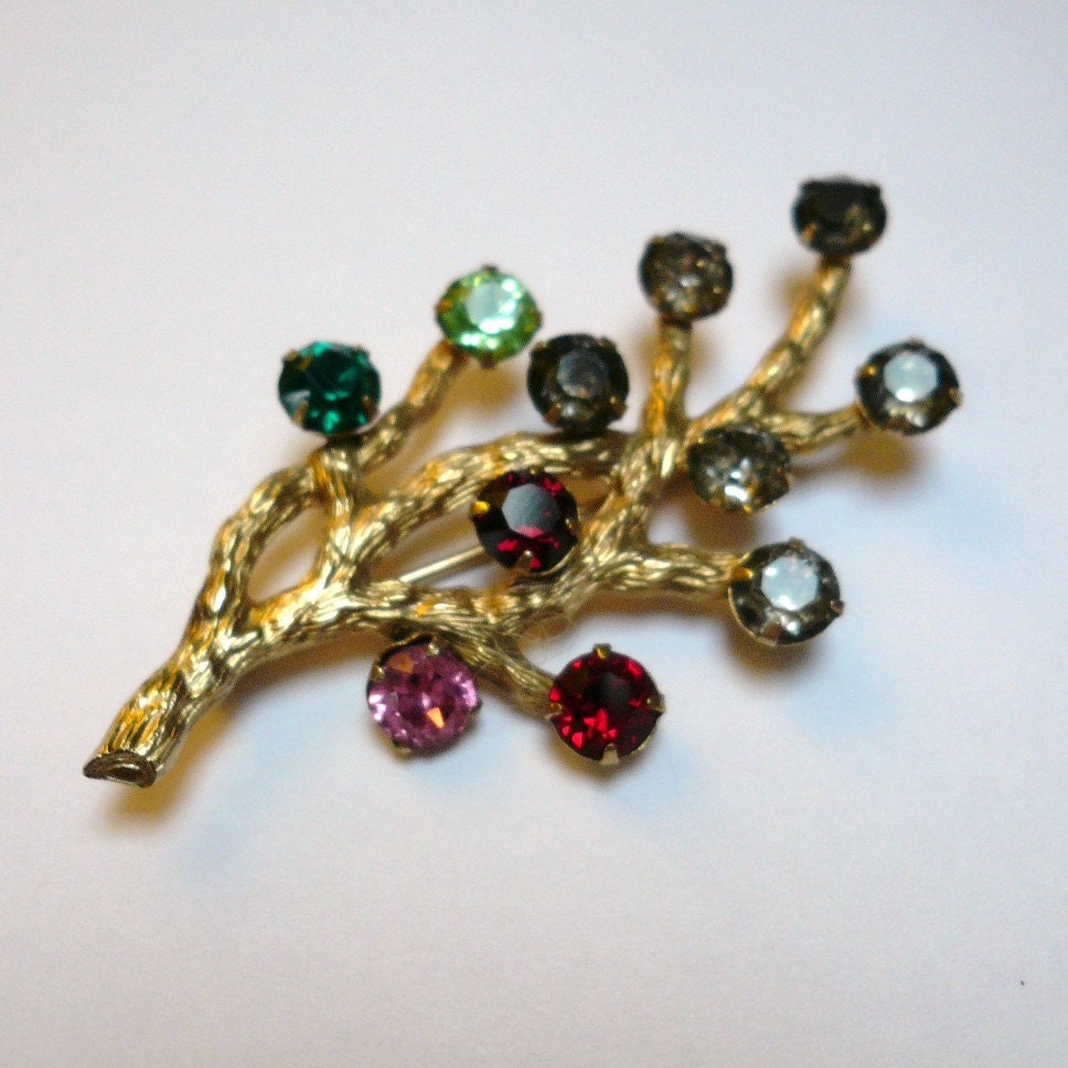 Vintage BRANCH BLOSSOM BROOCH / Made By Van Dell / 12 K Gold Filled