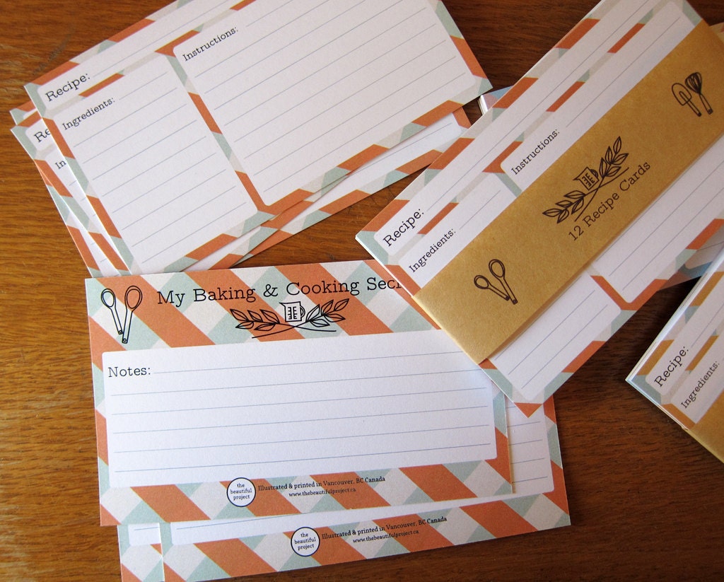 Vintage Check Kitchen Inspired Recipe Cards - Pack of 12