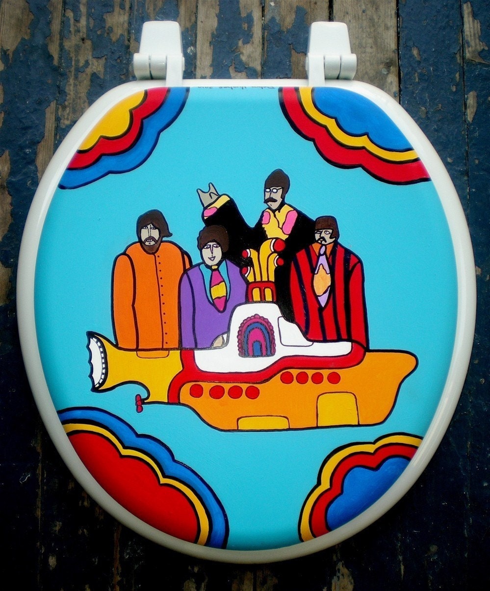 Yellow Submarine Hand Painted Toilet Seat Beatles Dad Grad Gift