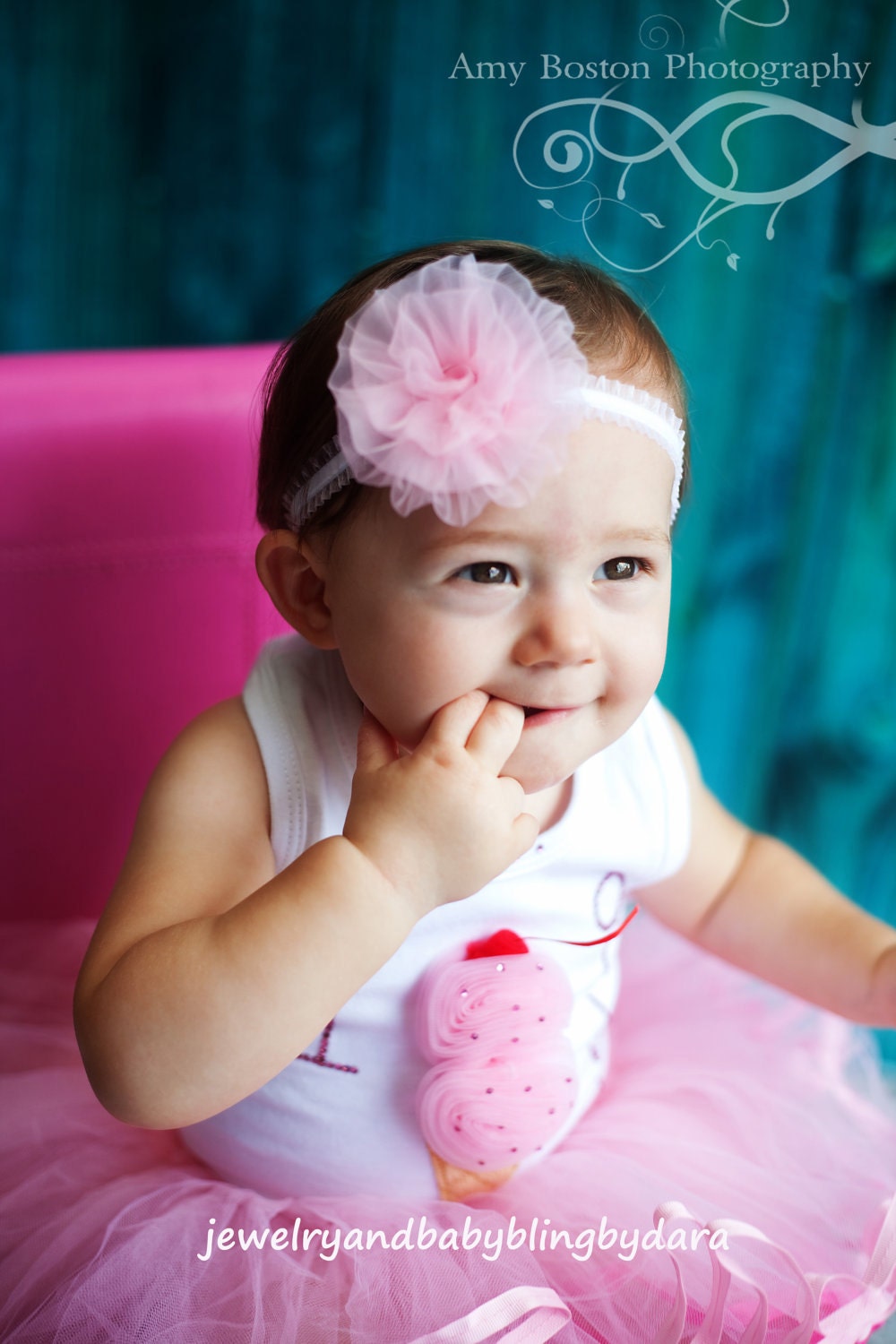 Chiffon Rosette Ruffle Headband Designed to Fit Infant to Adult UPIC Colors