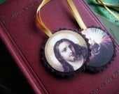 Hand-dyed Wool Scapular -- Sacred Heart -- Handmade in Ireland