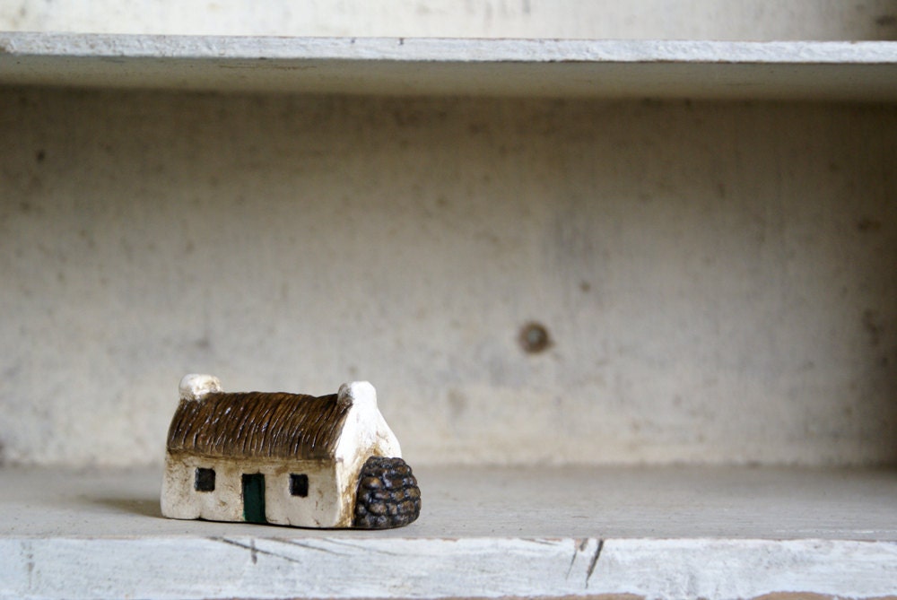 Miniature Irish Cottage Hand Painted Paper Clay -- Handmade in Ireland
