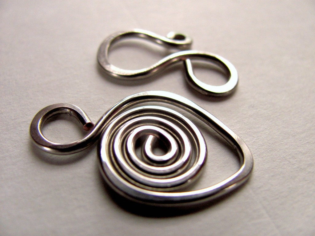 Clasp with Hook and Swirl from Tinned Copper