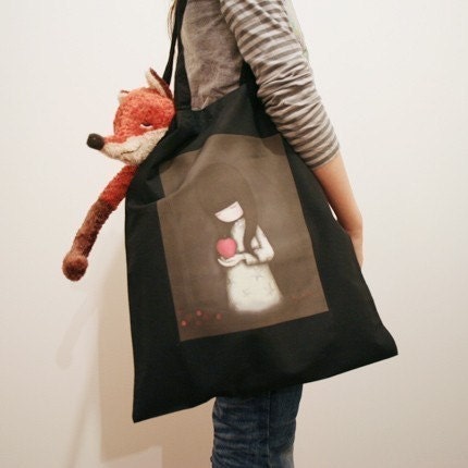 gorjuss Organic Black Cotton Tote Bag - Dusk