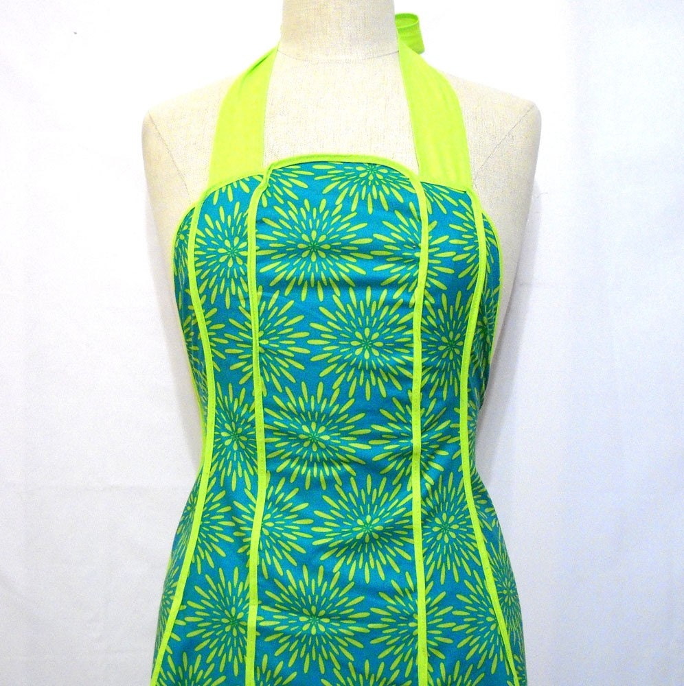 Retro Apron - Teal Burst
