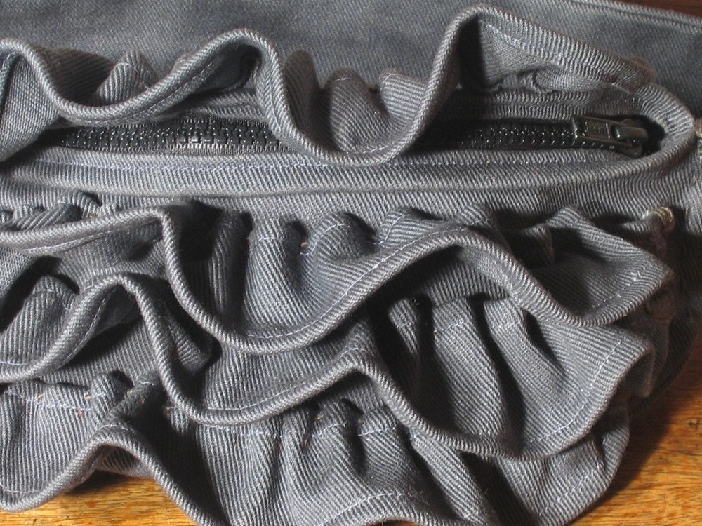 SWANclothing RUFFLE BUSTLE BUMBAG in GREY COTTON DENIM