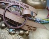Leather Buddha Wrap Bracelet with Copper Closure One Size fits All