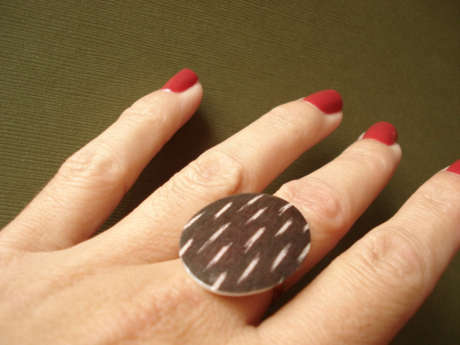 Grey Dash Fabric Ring