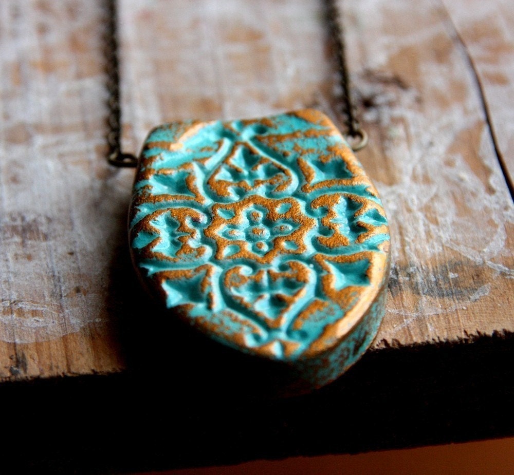 Desert Pendant - Long Necklace - NEW in Turquoise