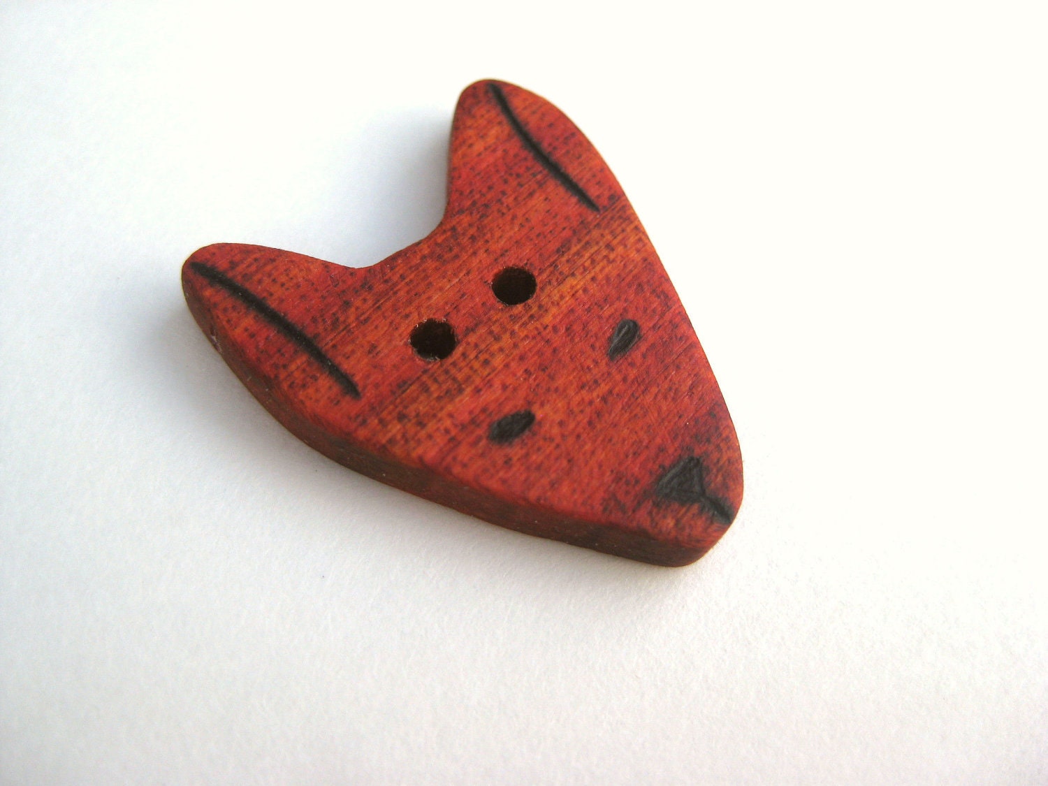 Handmade Wood Button - Redheart Exotic Wood - Fox - Made to Order