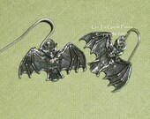 Hanging Bat Earrings, Simple and Sweet, Alternative/Goth Jewelry, French Hook  Wires, hand assembled Halloween earrings