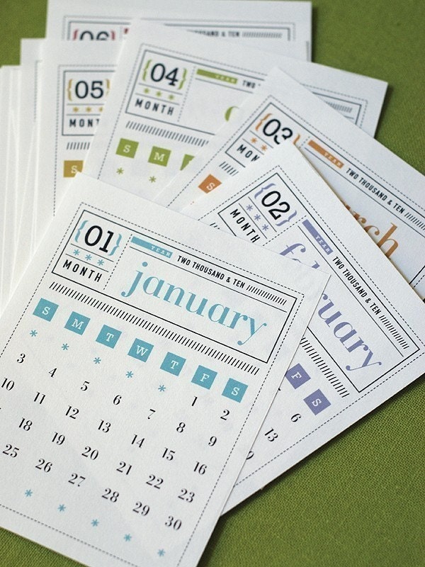 Matchbox Style Calendar 2009 and 2010 Printable Digital PDF