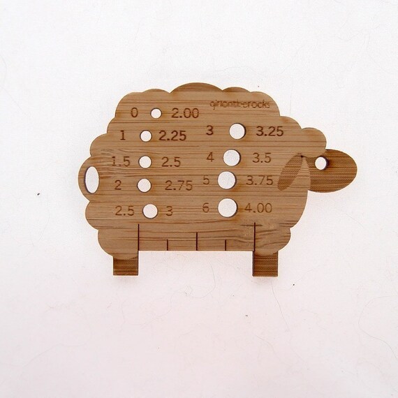 Sheep Knitting Needle Gauge - bamboo