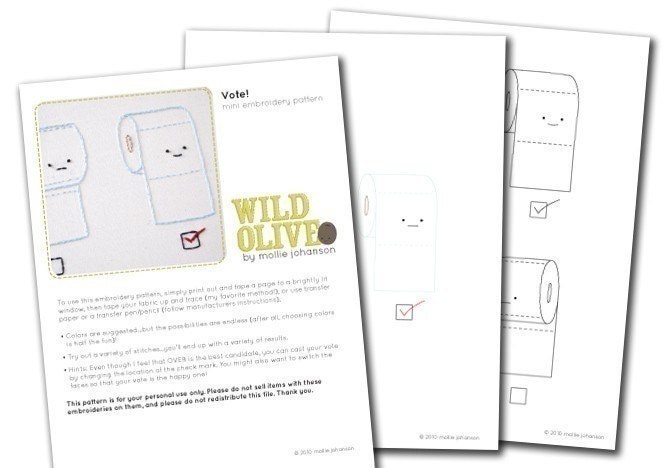 Vote - Toilet Paper Election Mini Embroidery Pattern