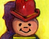 Cowboy. Hand-touched Print on Wood Block