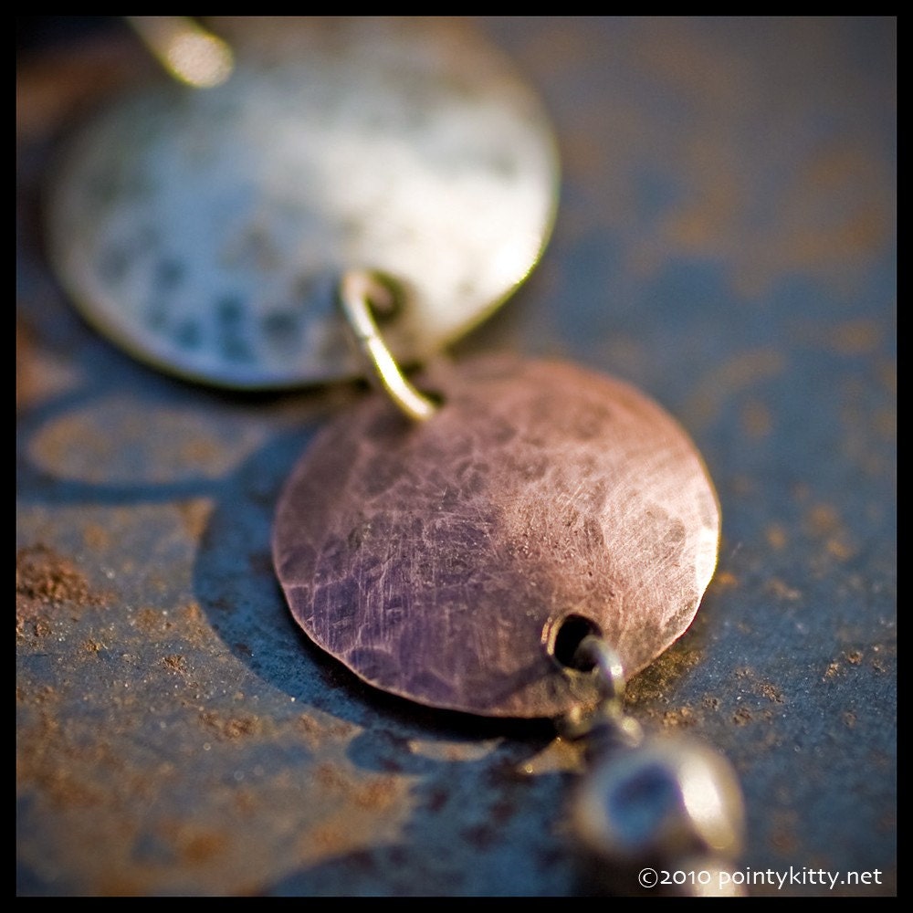 Jacquette - sterling silver and copper hand-hammered pendant necklace