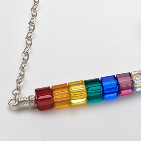 Margarethe - sterling and faceted swarovski crystal rainbow necklace