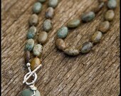 Reflection in Time - sterling, African green jasper and thai hill tribe silver necklace