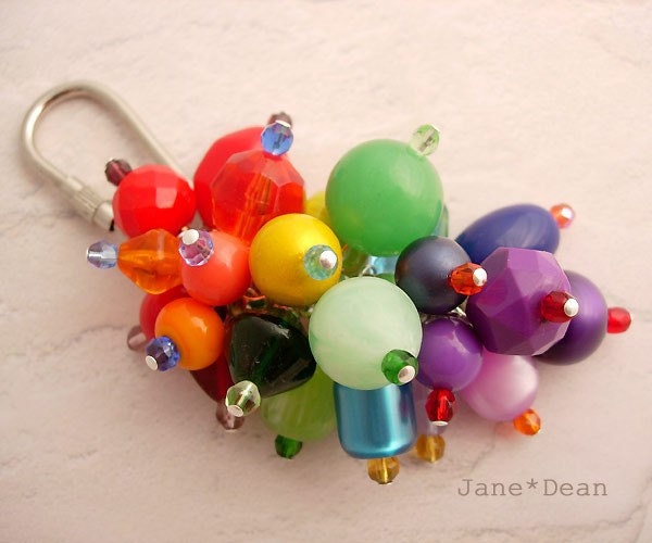 Rainbow Bauble KEYCHAIN- Vintage Bead Cluster