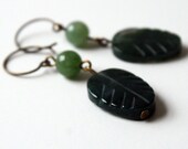 Leafy Green agate stone leaf earrings