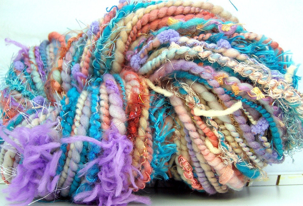 HandSpun Art Yarn merino wool Coral Tide SPIN TO ORDER Kitty Grrlz FunctionArt Art Yarn