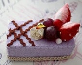 SALE - Felt Cake Handmade with Strawberries and Grapes - Tea Party Toy or Decoration - Photographers Prop