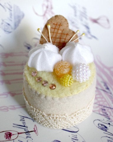 SALE Felt Cake Handmade - Heart Collection - Tea Party Toy or Home Decoration
