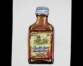 Watercolor Ink Original Painting - Kitchen Art - Austrian Herb Liquor