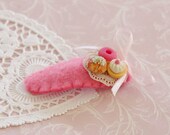 Baby Girl Pink Felt Hair Clip with Pastries Sweets - Handmade Felt