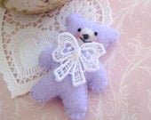SALE Handmade Felt Teddy Bear - Dainty Pocket Miniature Buddy Bear Toy
