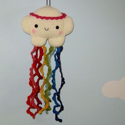 Happy Cloud and Rainbow Mobile crochet pattern -PDF Digital Download