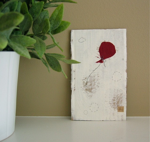 The red silk balloon. Original artwork.