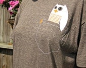 Happy Owl Tshirt - Super Soft Pocket P'Owl Adult Tee - Unisex Size 2XL