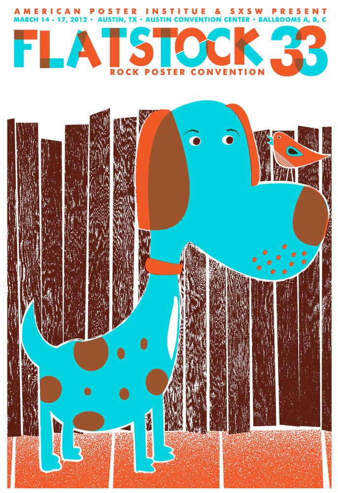 Flatstock 33 Dog and Bird silkscreen poster - limited edition