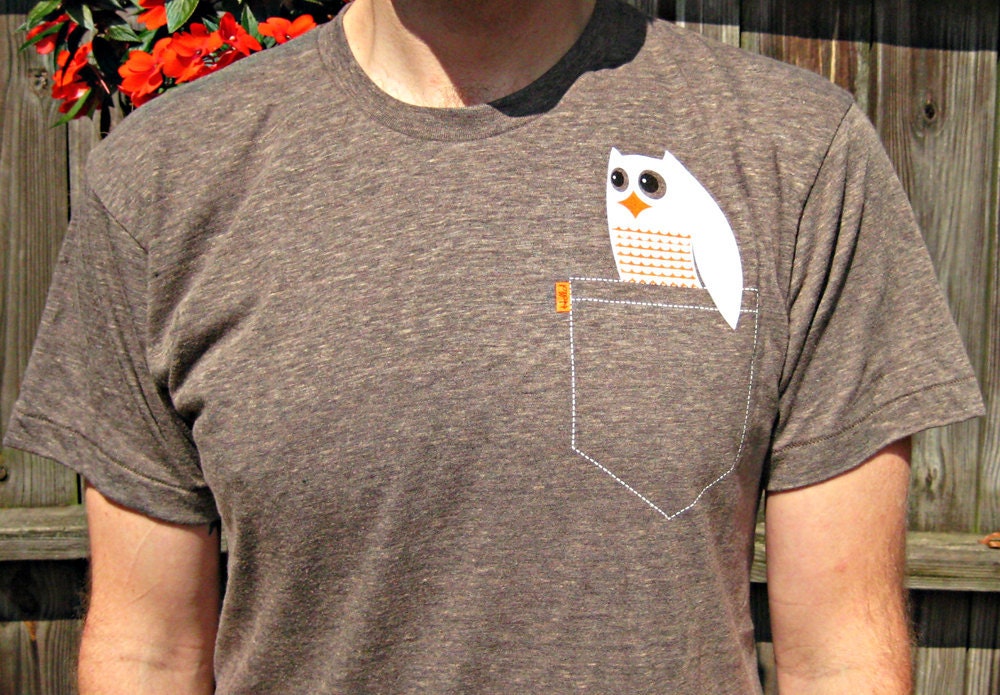 Sweet Owl Tee - Super Soft Pocket P'Owl Adult T-shirt - Unisex Size M