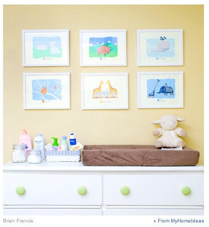 Screenprint - Nursery Art Print E is for Elephant - Alphabet Print Nursery Poster - Kids Wall Art Animal Art Print