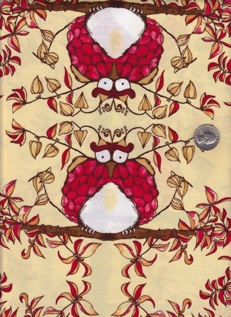 Fat quarter - Opal Owl in Red -Tina Givens - Opal Owl cotton quilt fabric