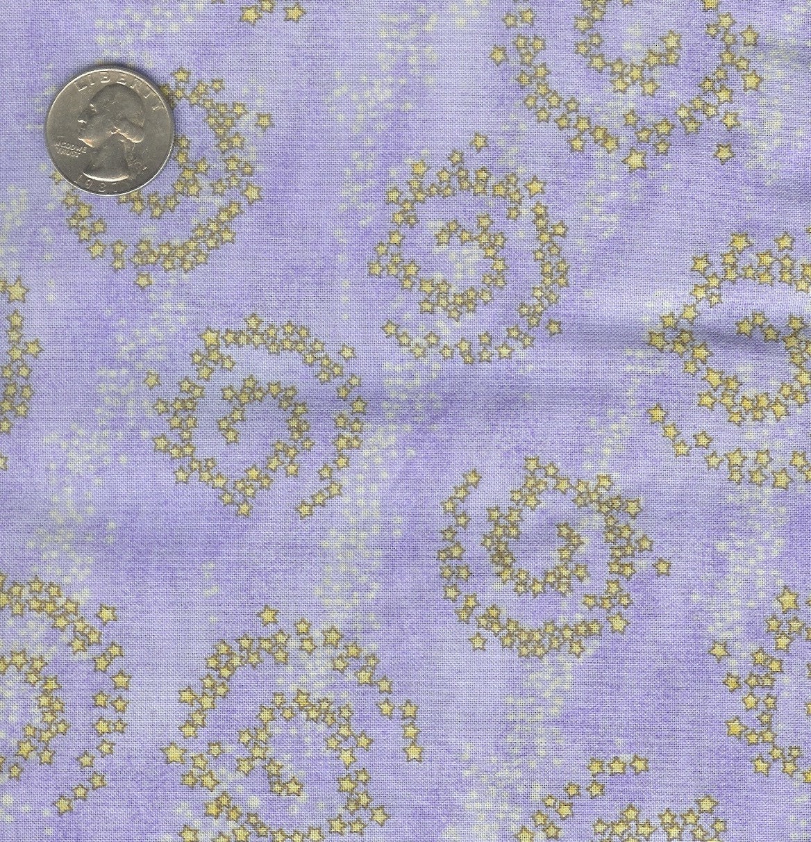 CLEARANCE - Fat quarter - beautiful light blue with yellow star swirls cotton quilt fabric
