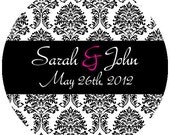 50 Damask Wedding Favor Stickers or Bridal Shower or Thank You