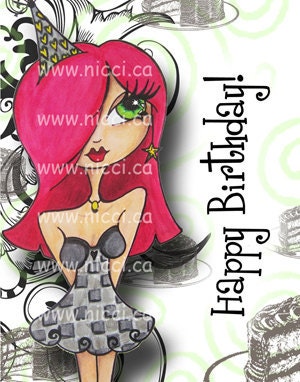 Greeting Card by a Glitzy Gal ...    "Happy Birthday Party Hat"