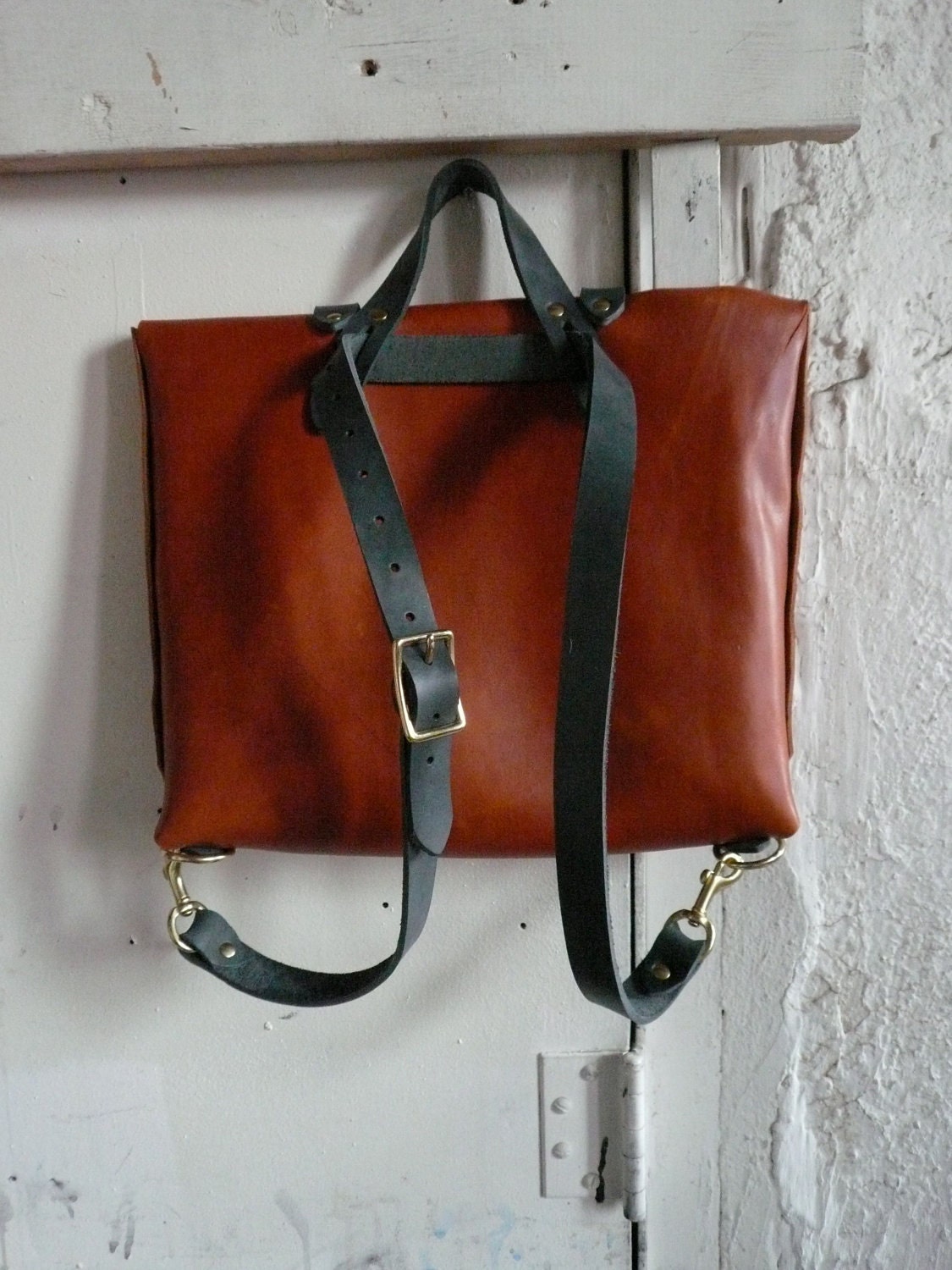 the rucksack briefcase in honey and slate