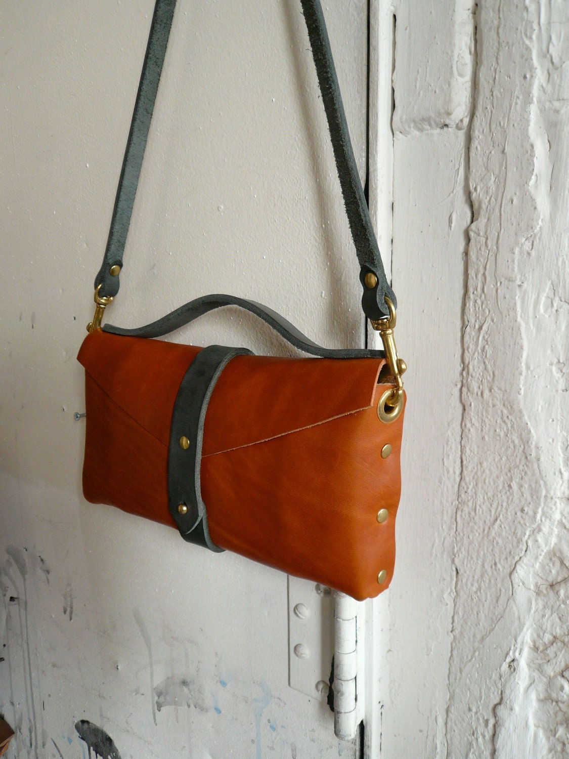 honey and slate clutch