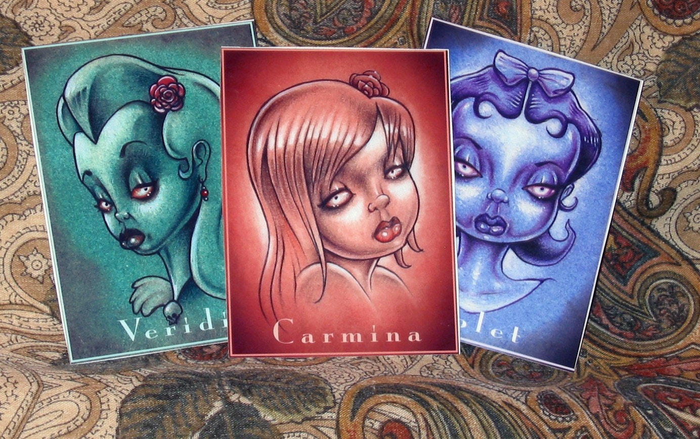 Digital Art Cards  The Bleak Girls ACEO Set