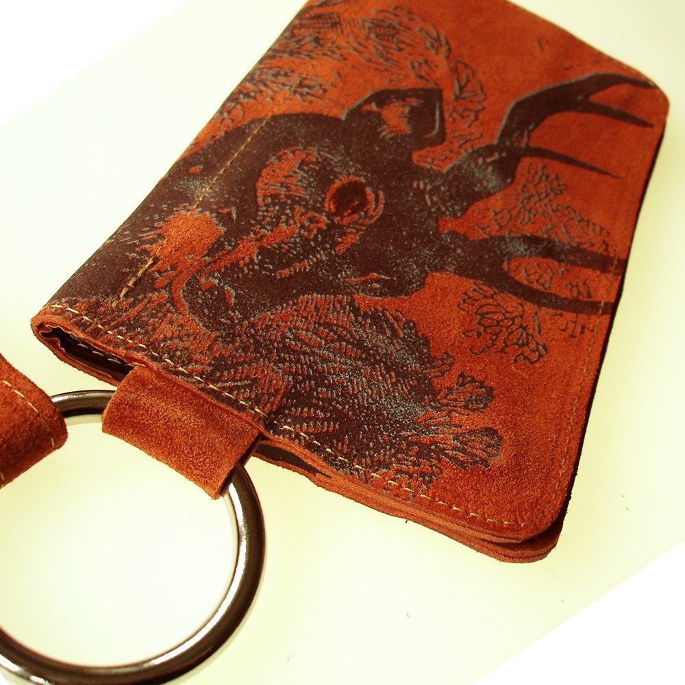 MULTIPASS in orange suede with Adorable Deer Print