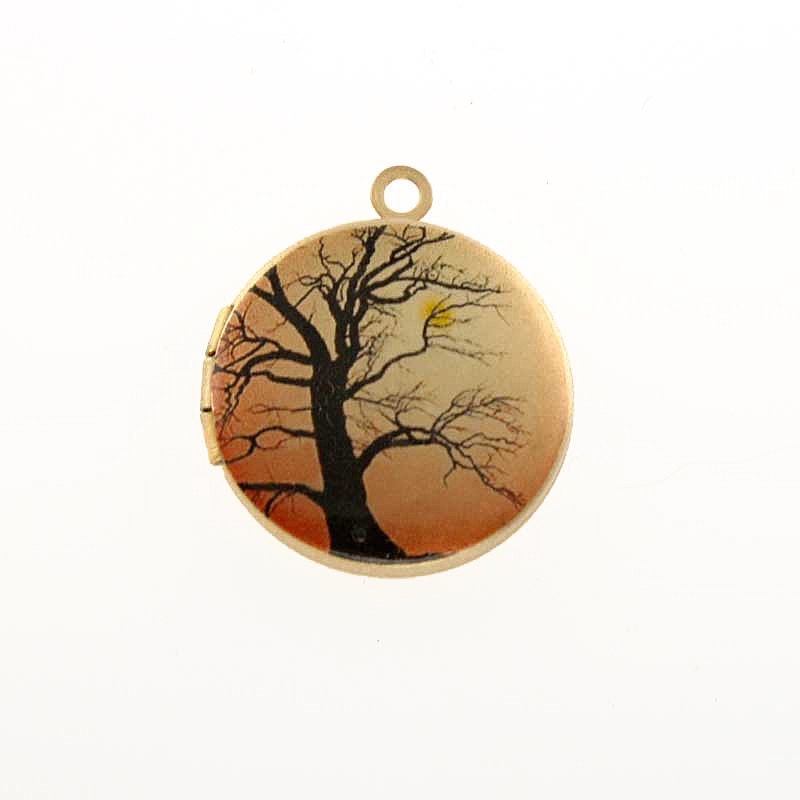 Altered Art PHOTO LOCKET - Sunset TREE - New Medium Size Art Locket